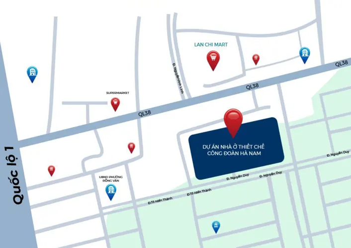 Vị trí dự án NOXH Thiết Chế Công Đoàn Happy Home Hà Nam