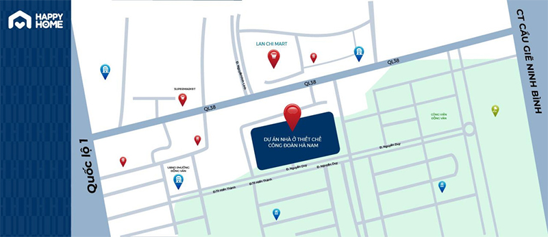 Vị trí dự án noxh Happy Home Hà Nam